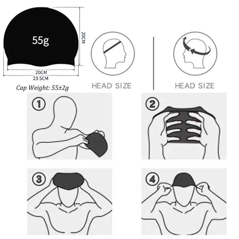 Silicone Swimming Cap Men Women Swim Pool