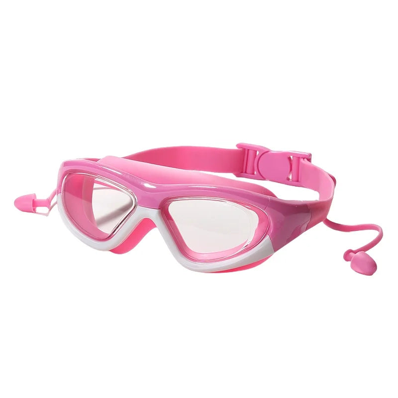 Kids Swim Goggles with Silicone Earplugs Anti-Fog Swimming Pool Eyewear