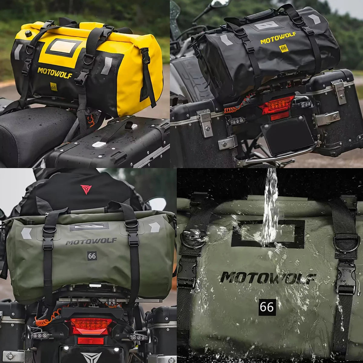 Motorcycle Dry Bag Waterproof Reflective Tail Luggage