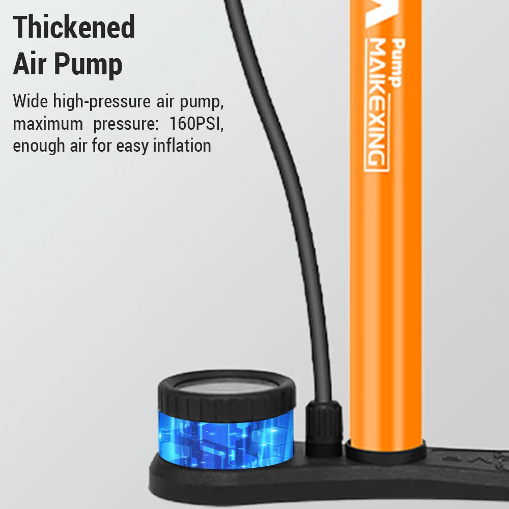Bike Pump with Gauge Multi-functional Inflator for Bicycles and Cars 160PSI