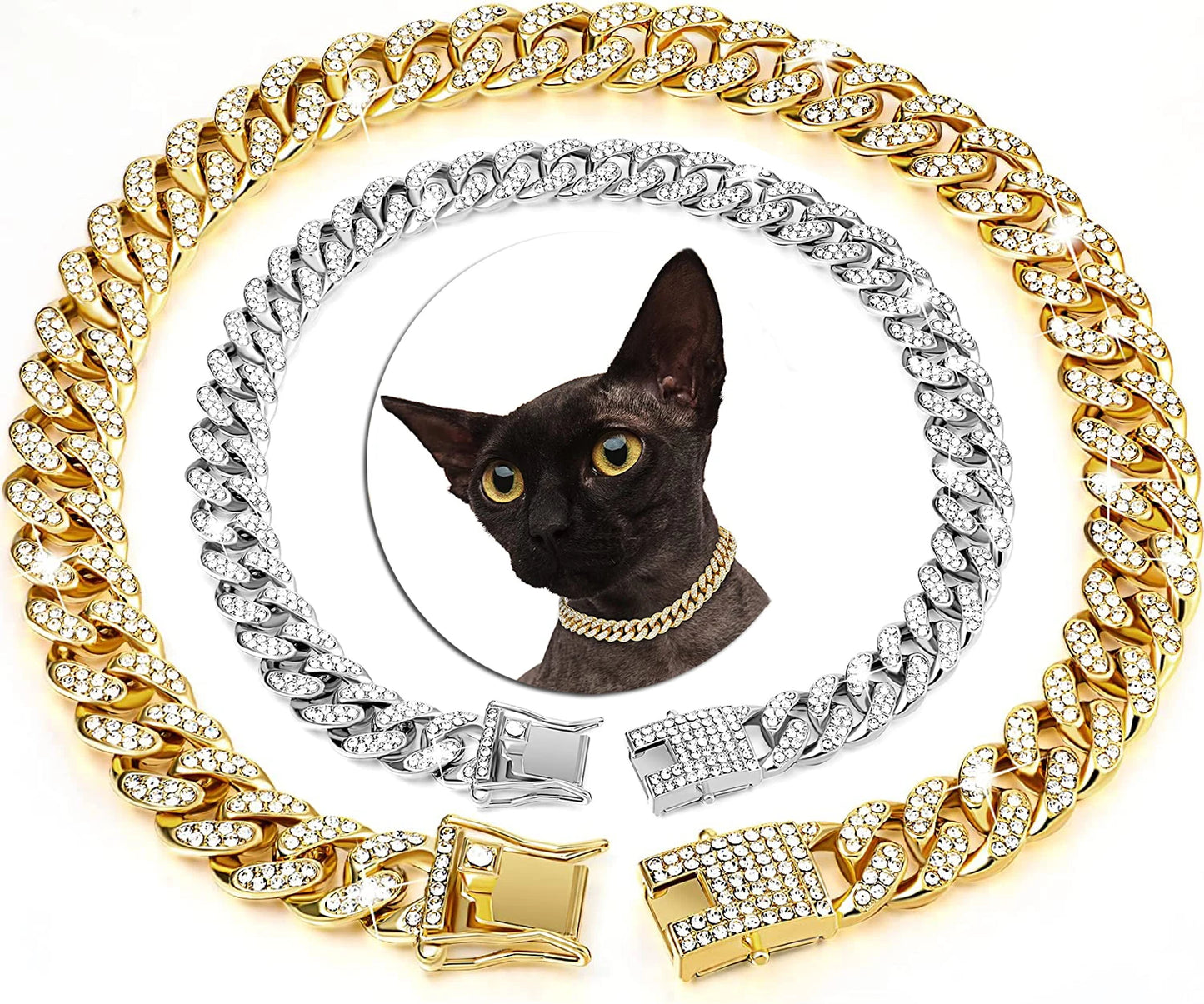 Luxury Gold/Silver/Rose Gold Cat & Dog Chain Collar
