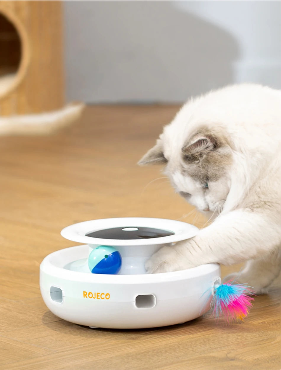 ROJECO 2 in 1 Feather and Ball Smart Cat Toy