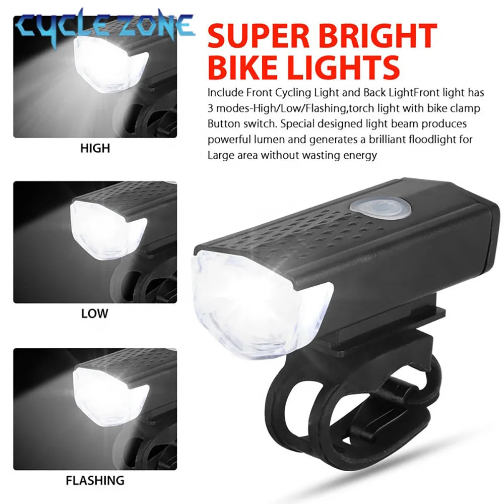 Bike Front Lights USB Rechargeable LED Bicycle Lamp for Night Riding