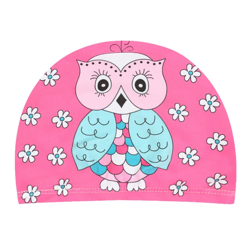 Cartoon Swimming Cap Children Kids Elastic Fabric