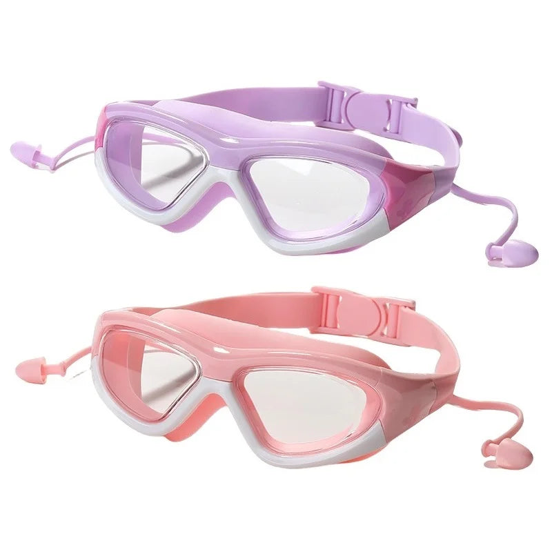 Kids Swim Goggles with Silicone Earplugs Anti-Fog Swimming Pool Eyewear