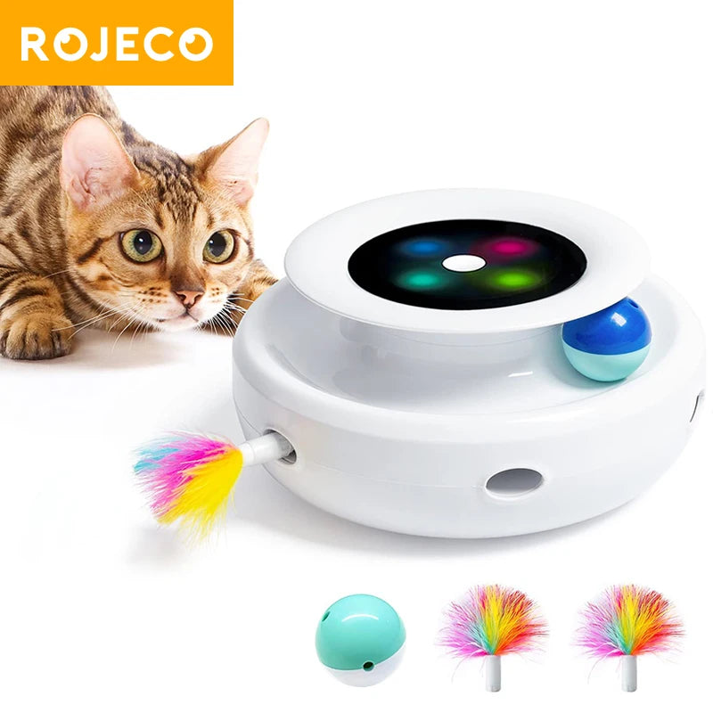 ROJECO 2 in 1 Feather and Ball Smart Cat Toy