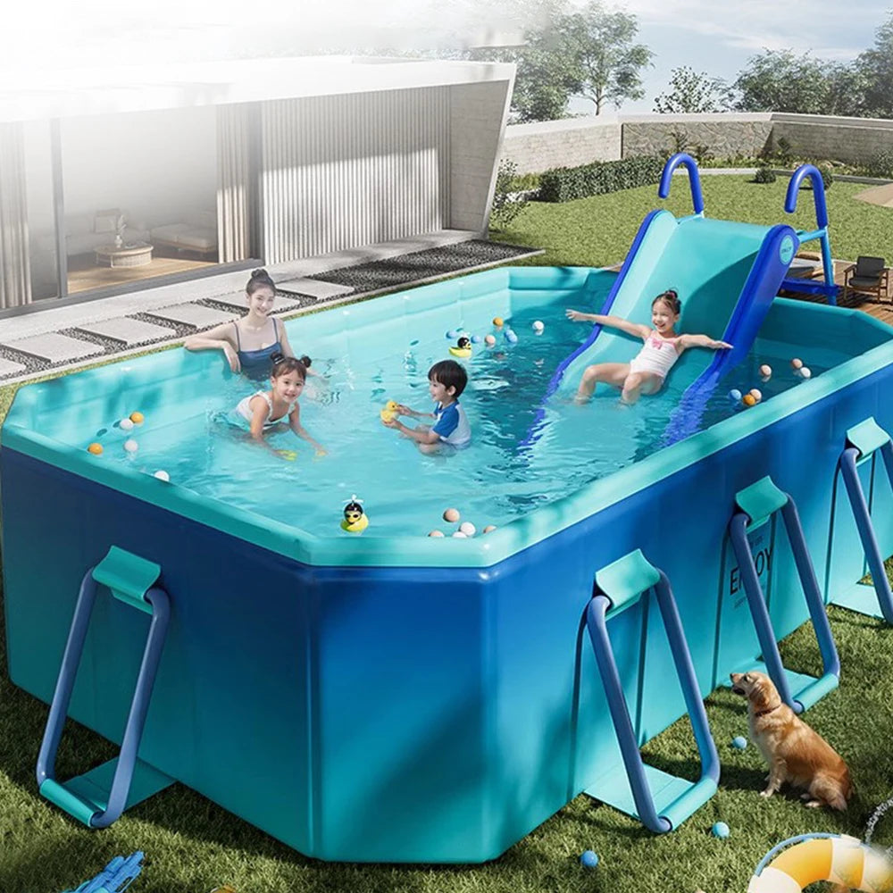 1.8m 2.1m 2.6m 3m PVC Swimming Pool Foldable Non-Inflatable Home Outdoor Garden