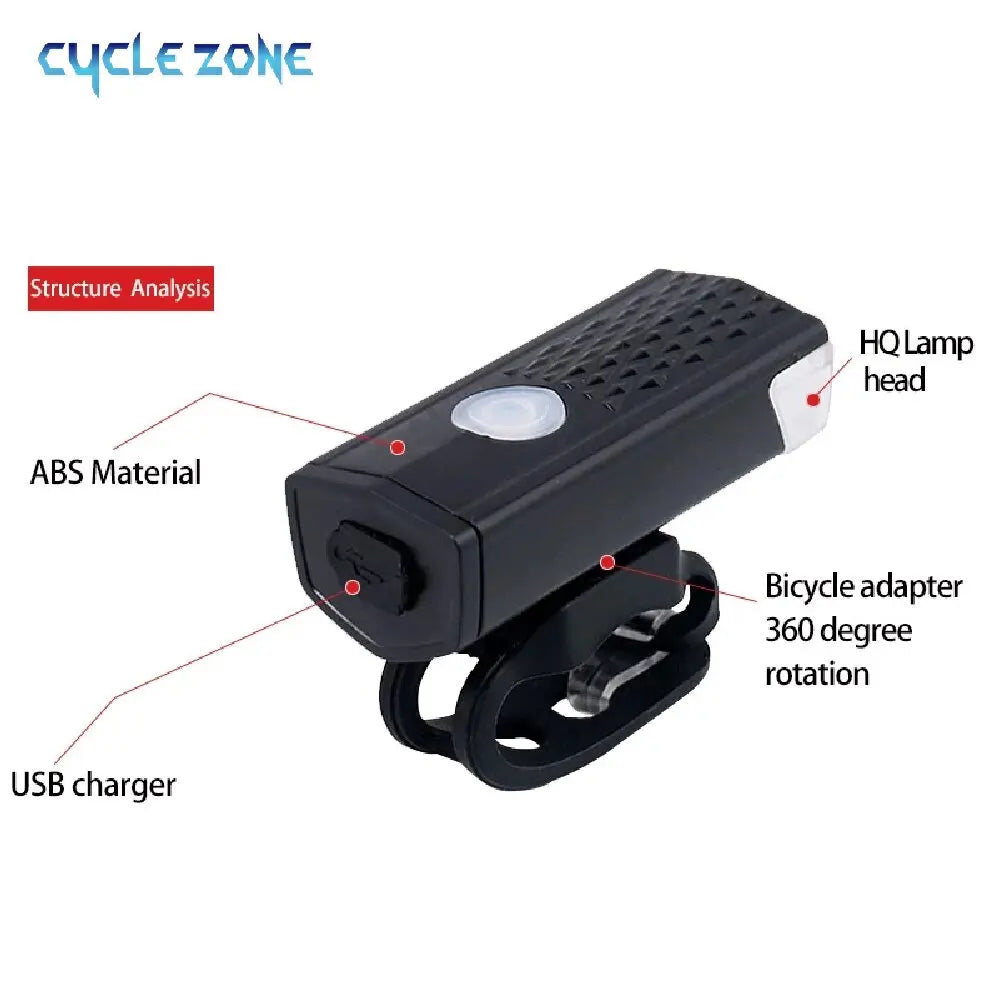 Bike Front Lights USB Rechargeable LED Bicycle Lamp for Night Riding