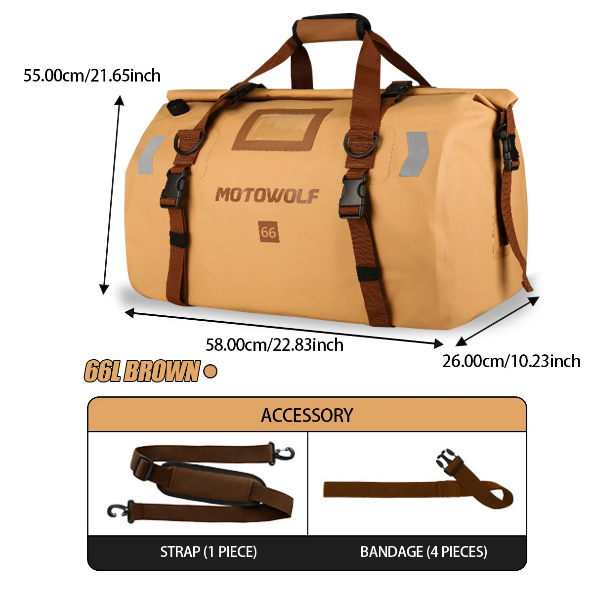 Motorcycle Dry Bag Waterproof Reflective Tail Luggage