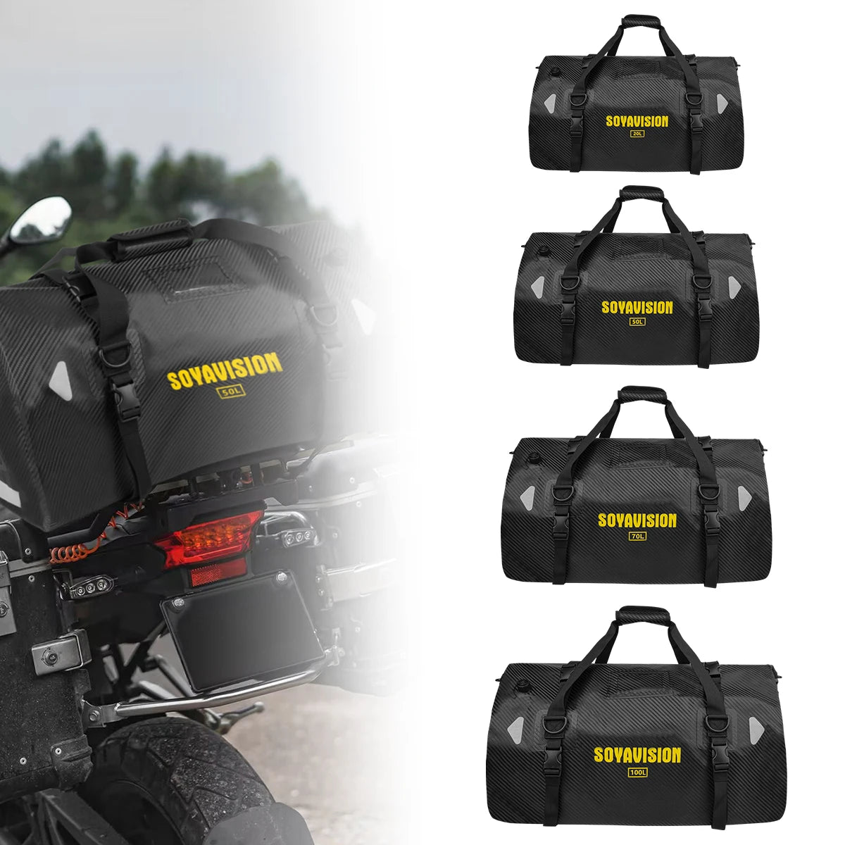 Motorcycle Dry Bag Waterproof Reflective Tail Luggage