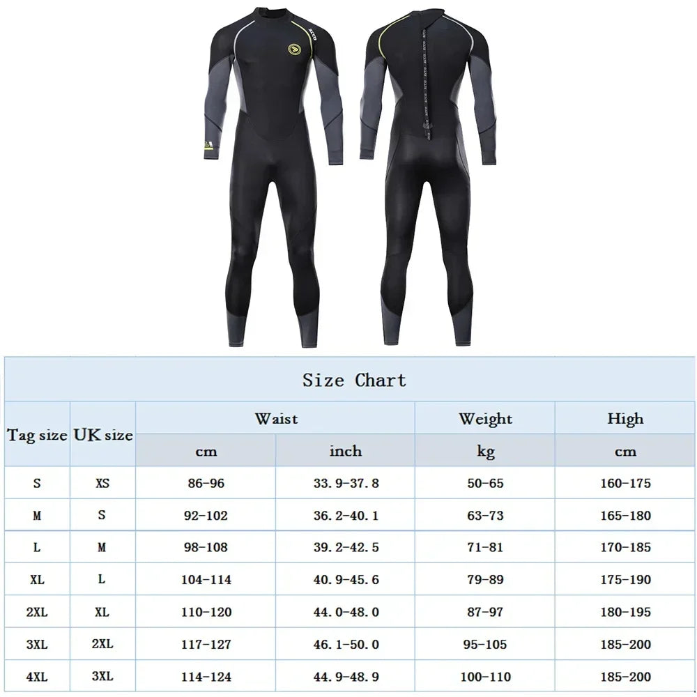 1.5mm Men's Long Wetsuit Neoprene Material Warm Lining
