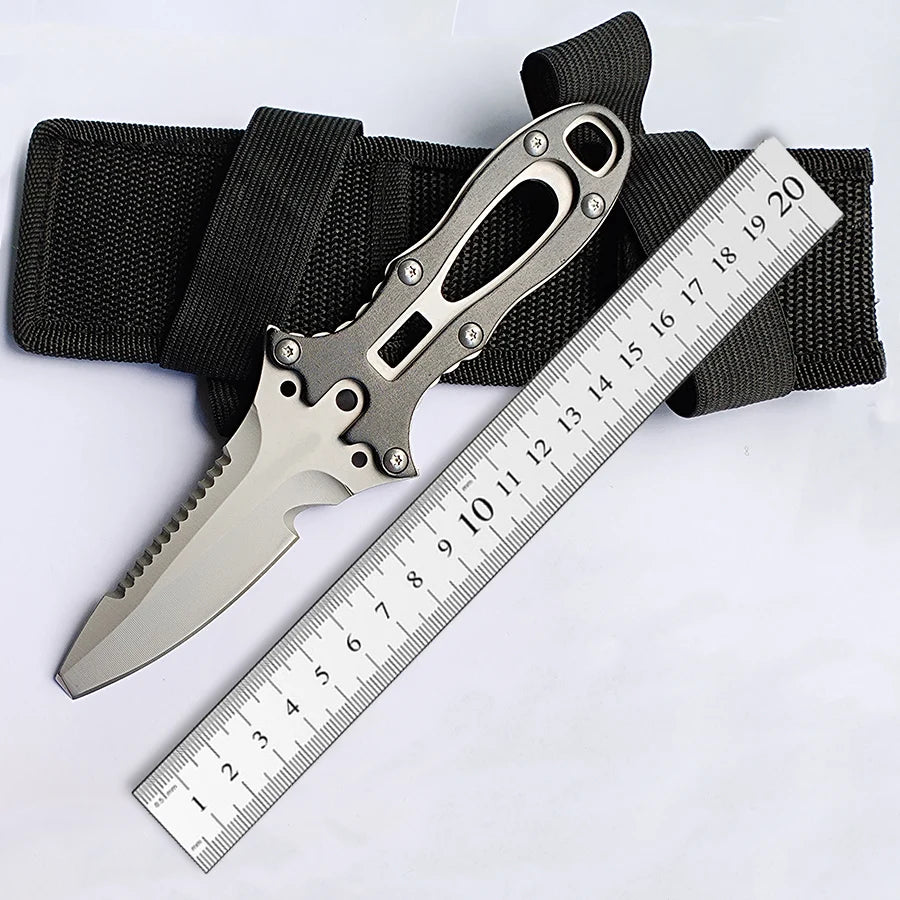 Survival diving knife fixed blade