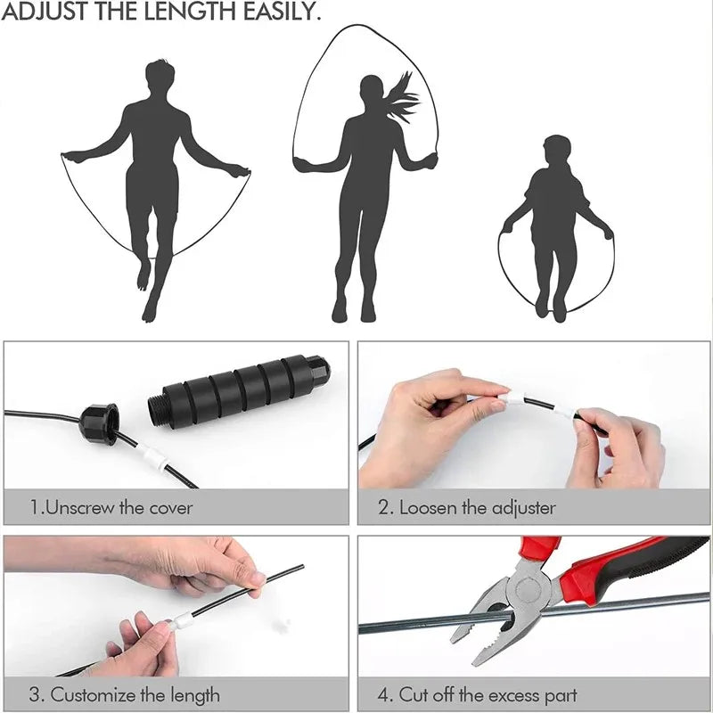 Ball Bearings Adjustable Tangle-Free Speed Wire Jump Rope