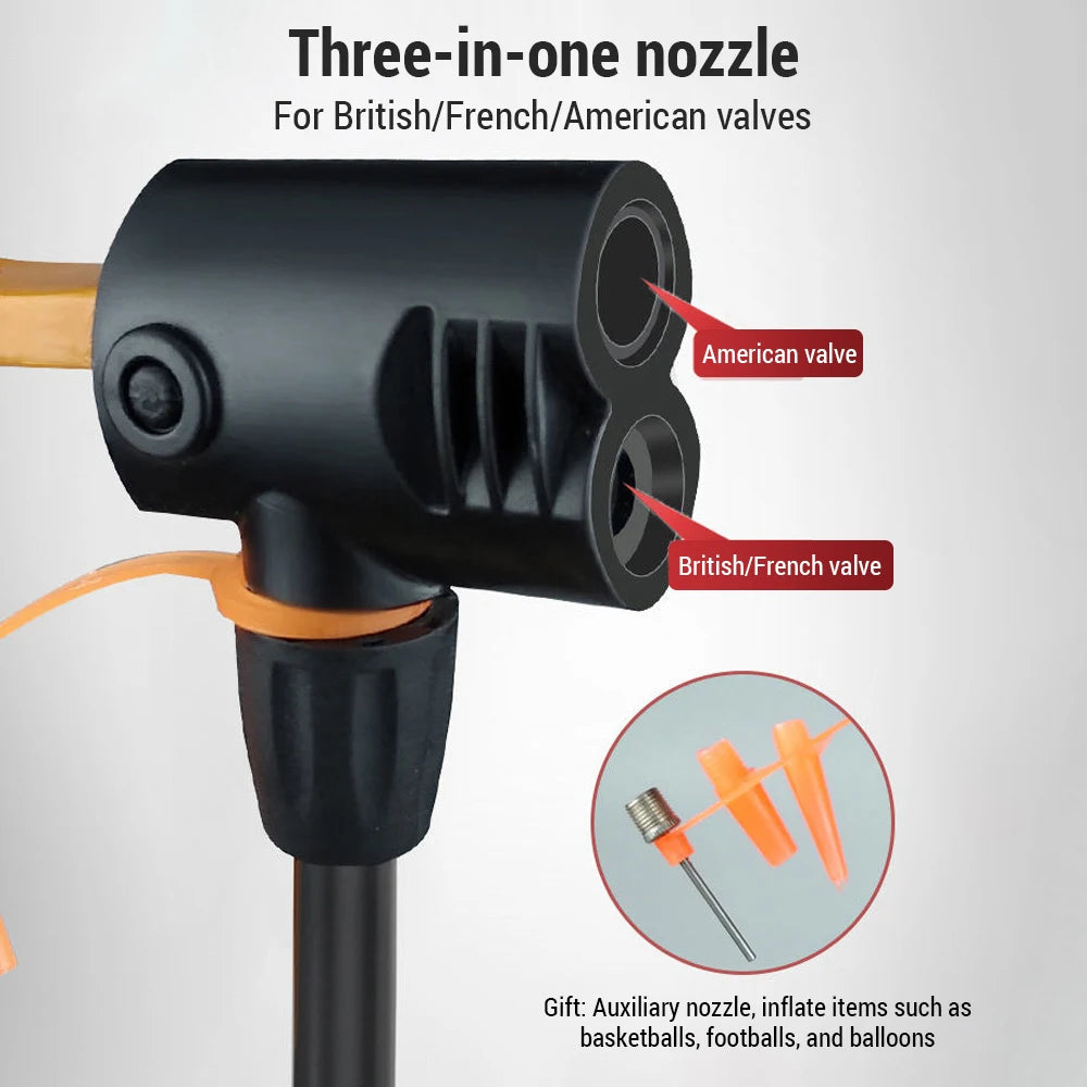 Bike Pump with Gauge Multi-functional Inflator for Bicycles and Cars 160PSI