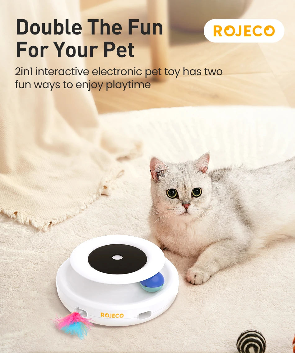 ROJECO 2 in 1 Feather and Ball Smart Cat Toy