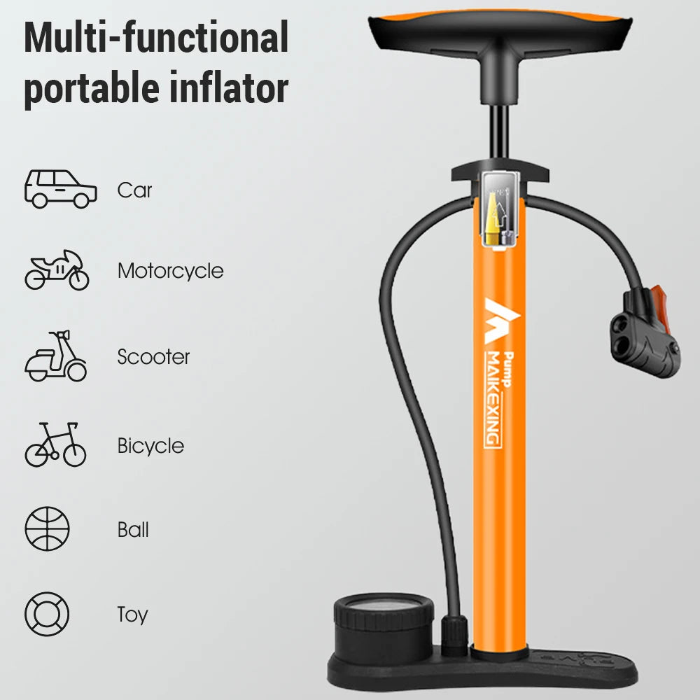 Bike Pump with Gauge Multi-functional Inflator for Bicycles and Cars 160PSI