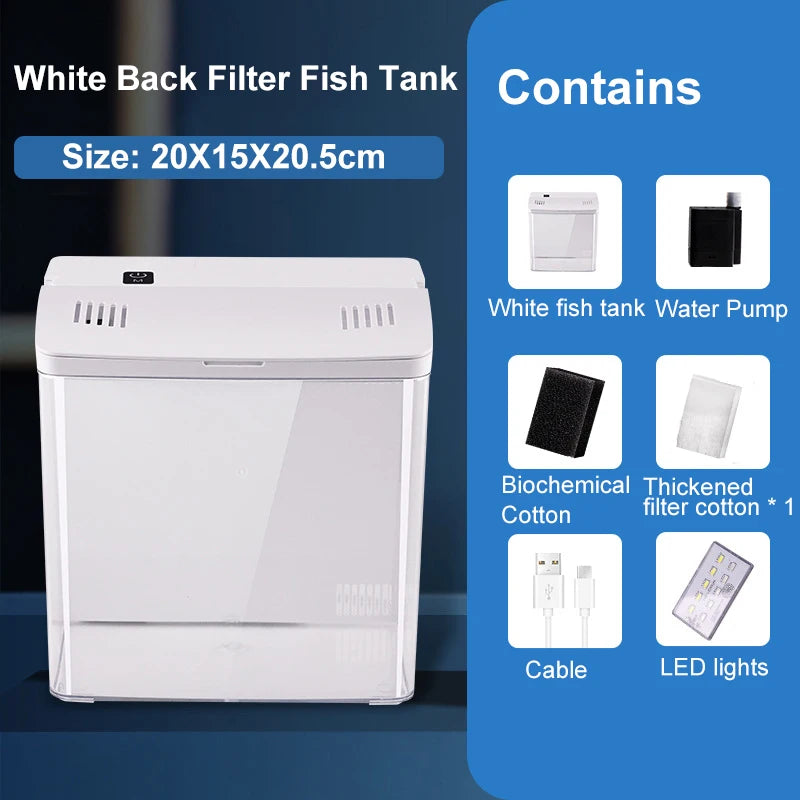 Self Circulating Tabletop Fish Tank With Back Filter