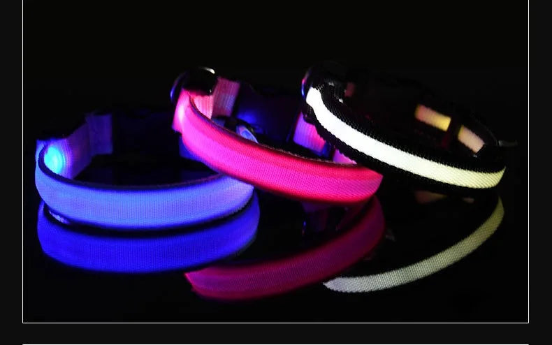 Dog Safety Nylon LED Fluorescent Collar