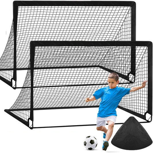 Goals For Back Garden Set 2pcs Portable Training Football Net