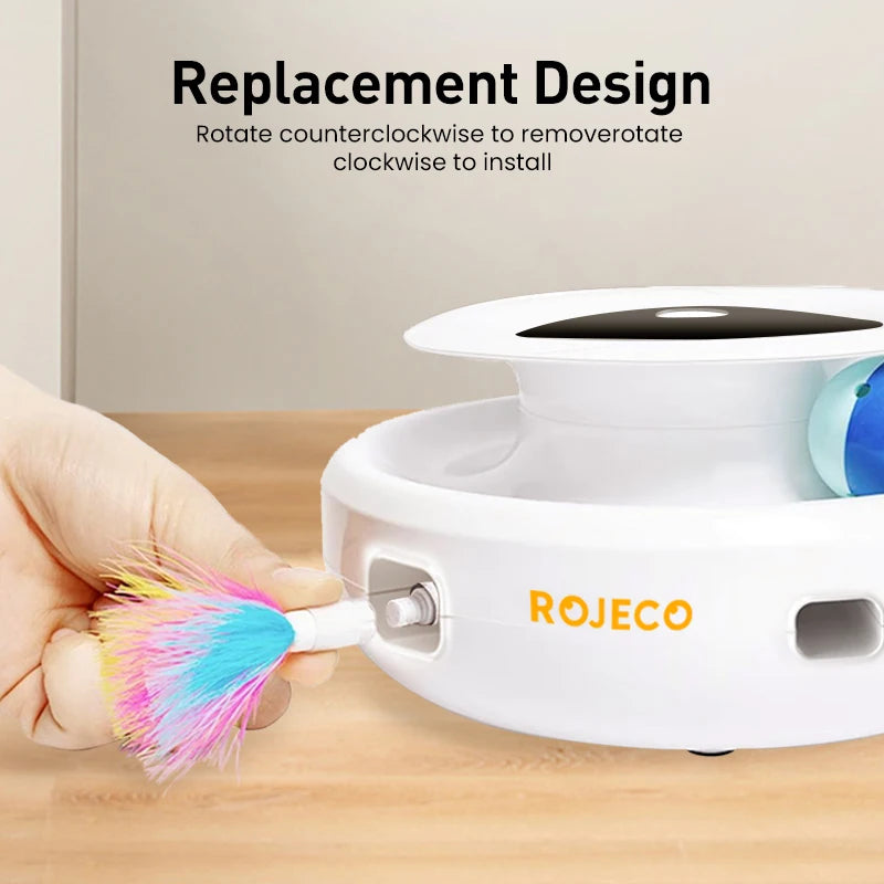 ROJECO 2 in 1 Feather and Ball Smart Cat Toy