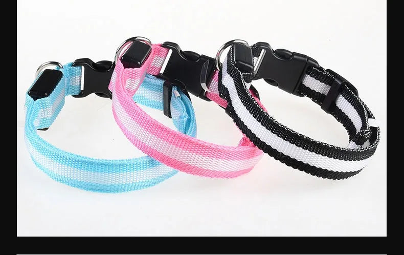Dog Safety Nylon LED Fluorescent Collar