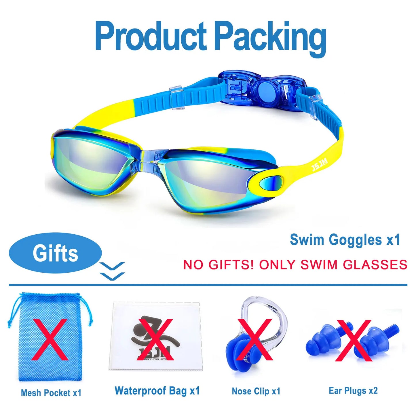 JSJM Professional Kids Swimming Goggles Anti-Fog UV Protection Silicone