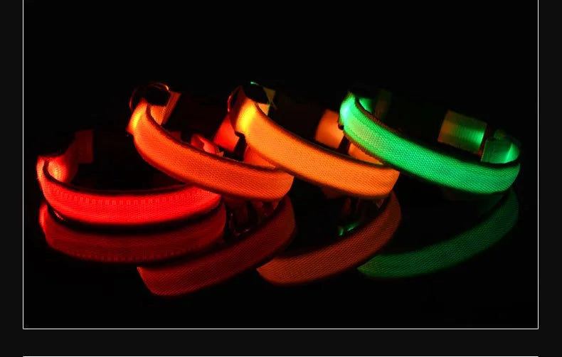 Dog Safety Nylon LED Fluorescent Collar