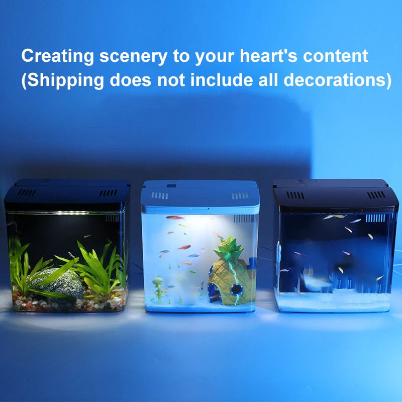 Self Circulating Tabletop Fish Tank With Back Filter
