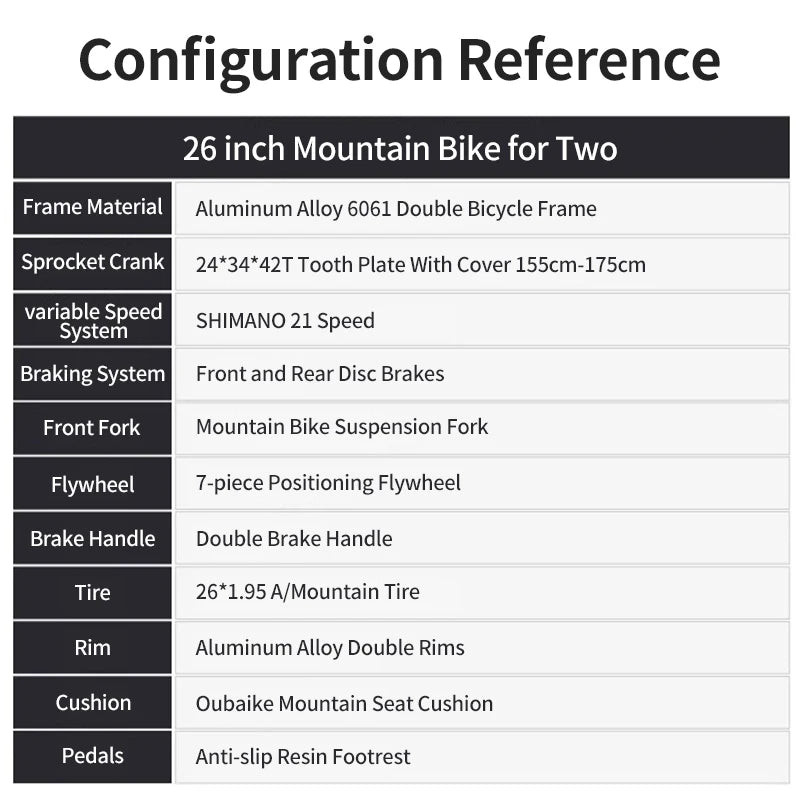 Tandem Bicycle Lightweight Double Seat Family Bike