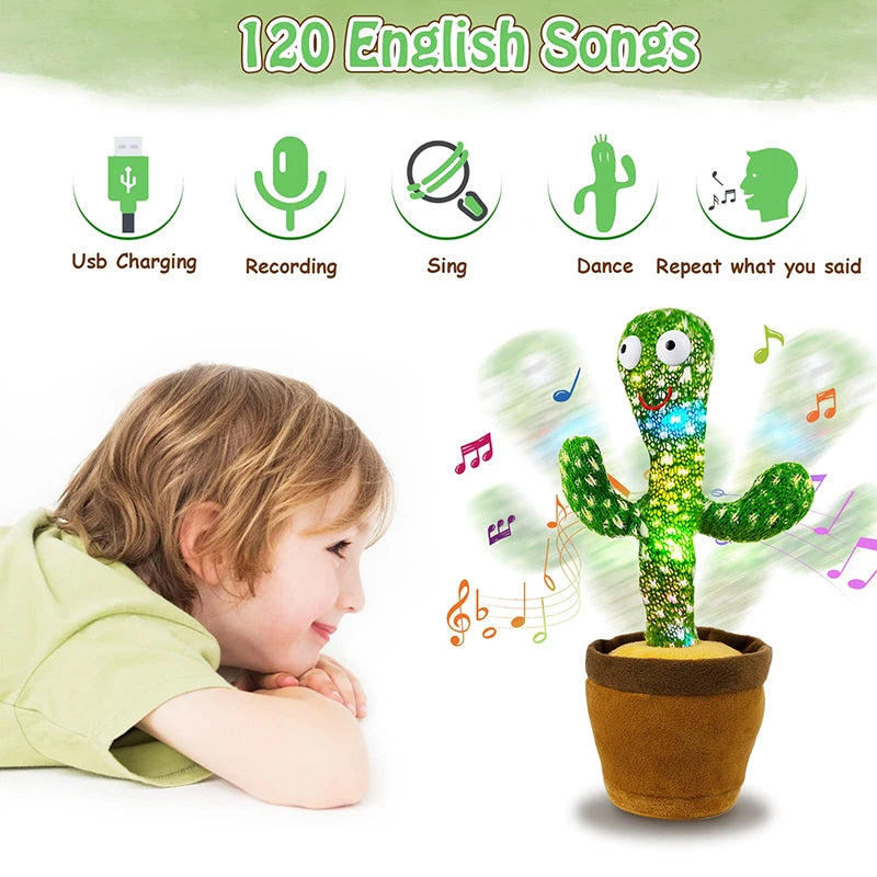 Dancing Cactus Song Speaker Talking Voice Repeat Plush Toy