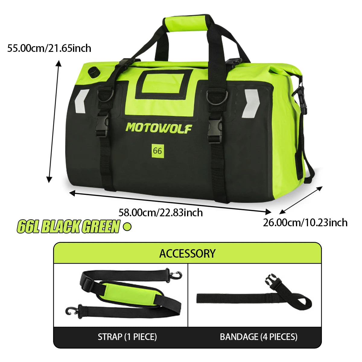 Motorcycle Dry Bag Waterproof Reflective Tail Luggage
