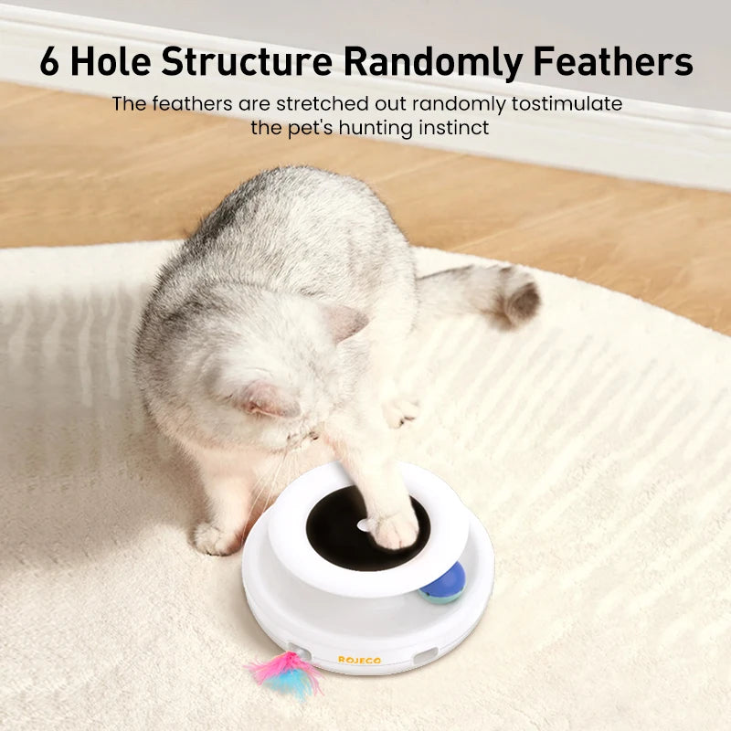 ROJECO 2 in 1 Feather and Ball Smart Cat Toy